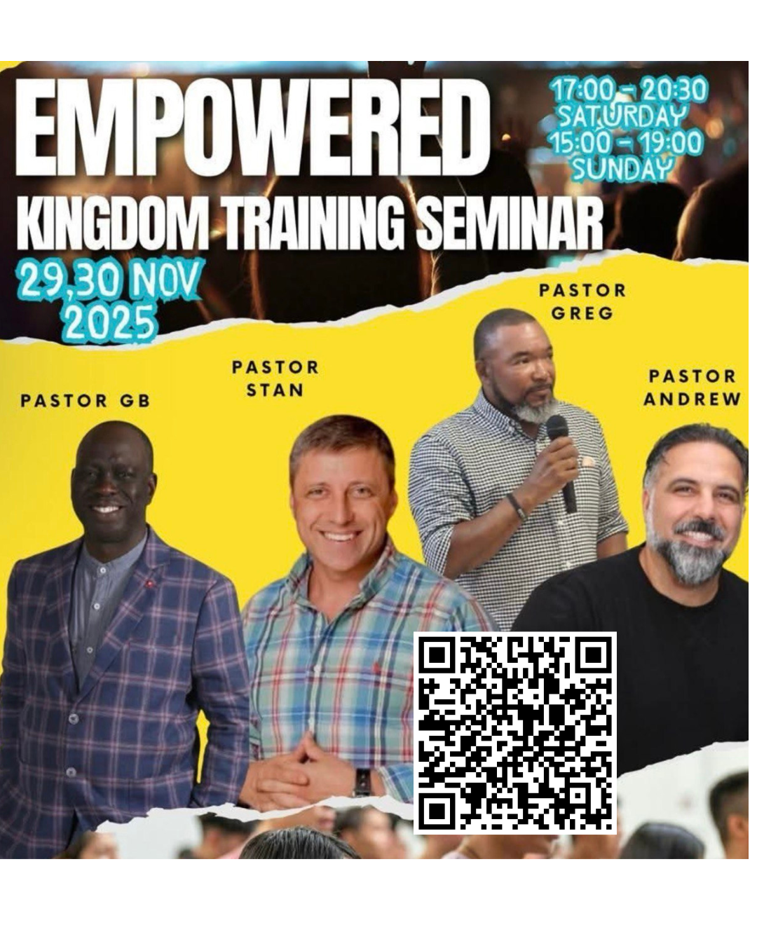 People gathered for Empowered Training Seminar at The House of Worship, Limassol — two-day Christian event on identity, authority, and prophetic power