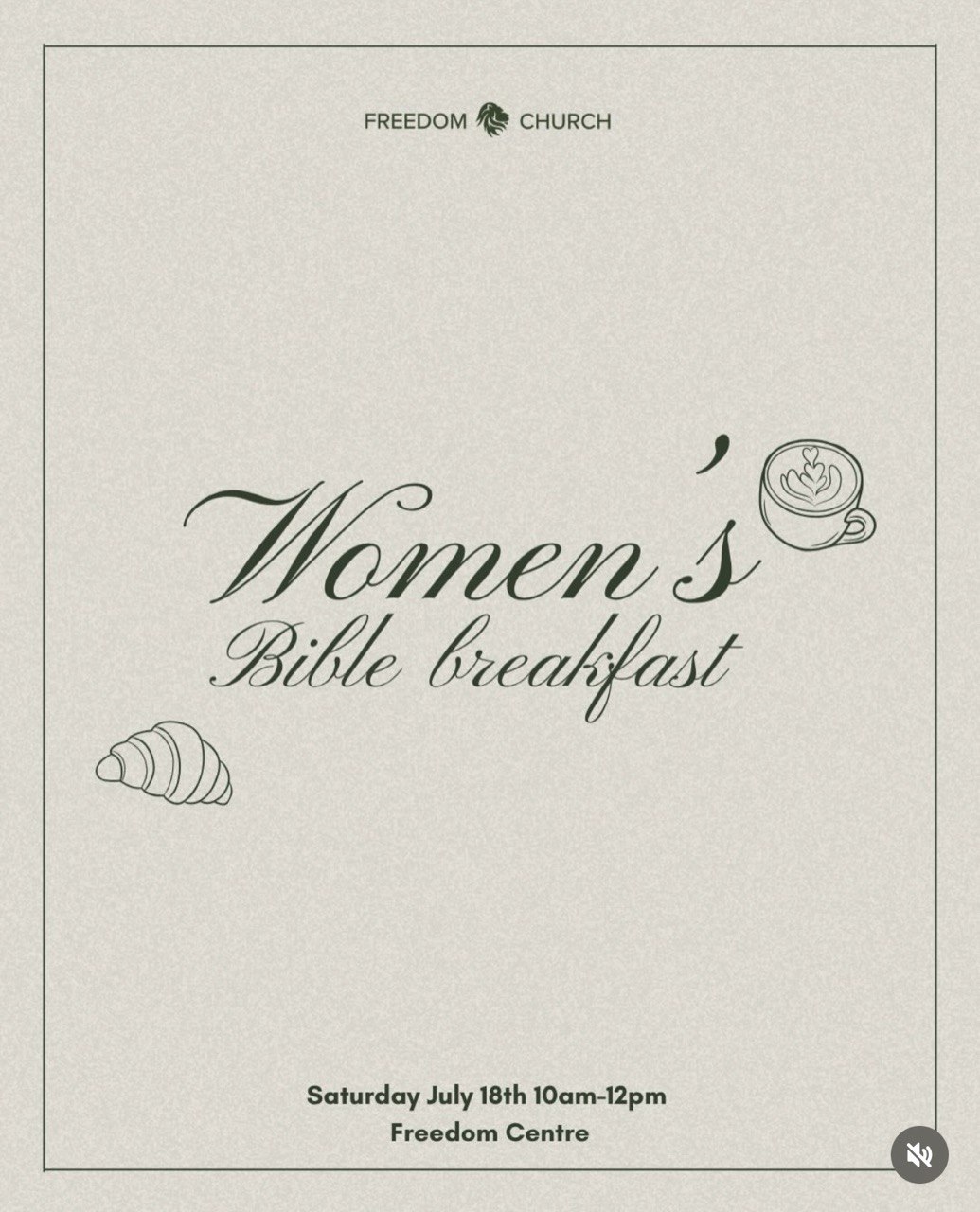 Women’s Bible Breakfast at Freedom Church featuring breakfast, fellowship, and Bible study at Freedom Centre on Saturday, July 18. Greek Γυναικείο Πρωινό Μελέτης της Αγίας Γραφής στη Freedom Church με πρωινό, κοινωνία και μελέτη του Λόγου του Θεού στο Freedom Centre. Russian Женский библейский завтрак в Freedom Church с завтраком, общением и изучением Библии в Freedom Centre. Arabic إفطار السيدات لدراسة الكتاب المقدس في كنيسة Freedom مع الإفطار والشركة ودراسة الكتاب المقدس في مركز Freedom. Filipino Women's Bible Breakfast sa Freedom Church na may almusal, fellowship, at pag-aaral ng Bibliya sa Freedom Centre. Spanish Desayuno Bíblico para Mujeres en Freedom Church con desayuno, compañerismo y estudio de la Biblia en Freedom Centre. German Frauen-Bibel-Frühstück der Freedom Church mit Frühstück, Gemeinschaft und Bibelstudium im Freedom Centre. Romanian Mic Dejun Biblic pentru Femei la Freedom Church cu mic dejun, părtășie și studiu biblic la Freedom Centre.